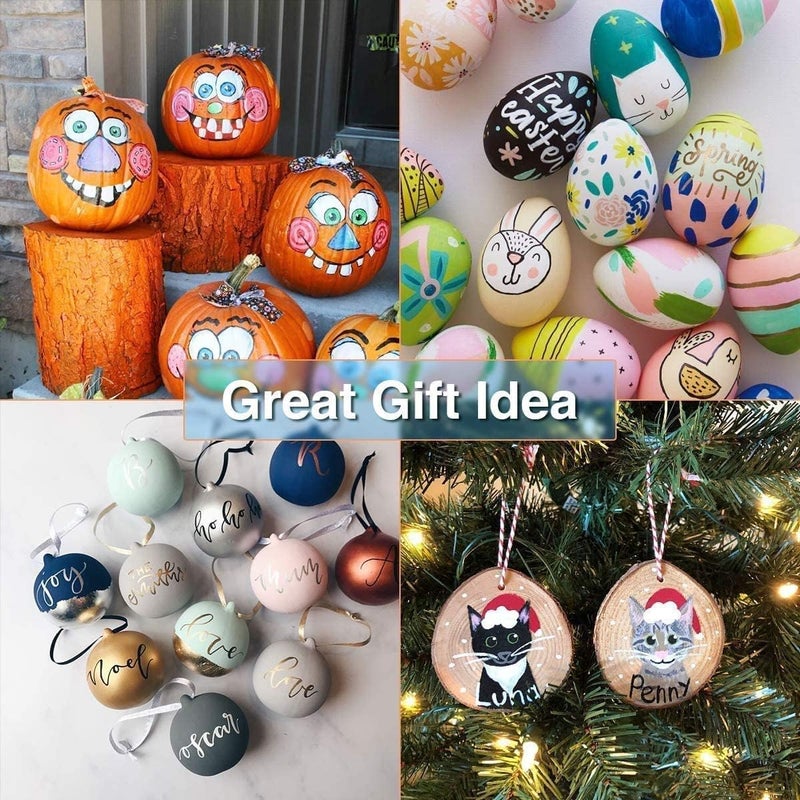 ZSCM QUALITY DECIDES THE FUTURE Paint Pens Acrylic Markers, ZSCM 12 Colors Paint Markers for Halloween Pumpkin Painting, Metallic Art Marker, for Adults Card Making, Rocks Painting, Wood Slices, Pumpkin Decoration - Image 5