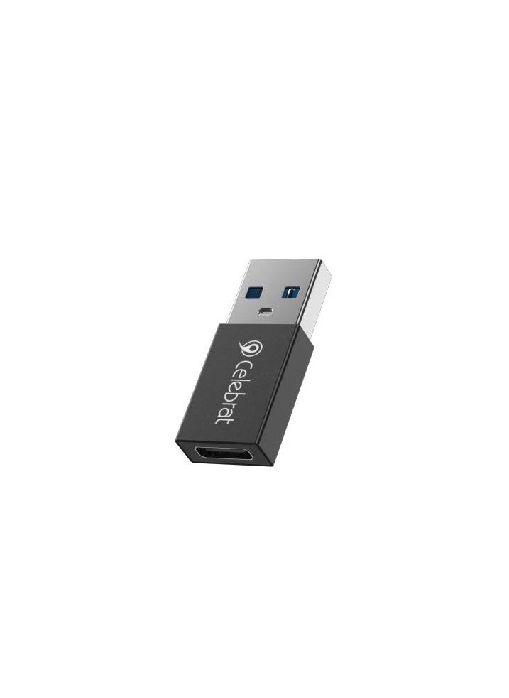 سليبرات - سيليبرات CA-01 محول OTG من سبائك الألومنيوم يدعم USB 3.0 إلى واجهة Type-C لنقل البيانات مع تصميم صغير ووظيفة شحن لأجهزة متعددة - أسود - Image 1