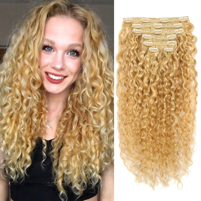 FASHION LINE Brazilian P27613 Water Wave Blonde Human Hair Extensions Unprocessed Human Hair Bundles Weft 1PC 100g Piano Color 18 100G Clip In Human Hair P27613
