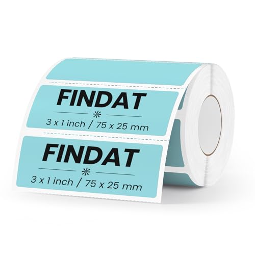 FINDAT 3×1 Inch Vinyl Thermal Labels Blue Rectangle Waterproof Direct Printer Stickers Color Self-Adhesive File Folder Label for Name Logo DIY Barcodes Office Address 500 PCS - Image 1