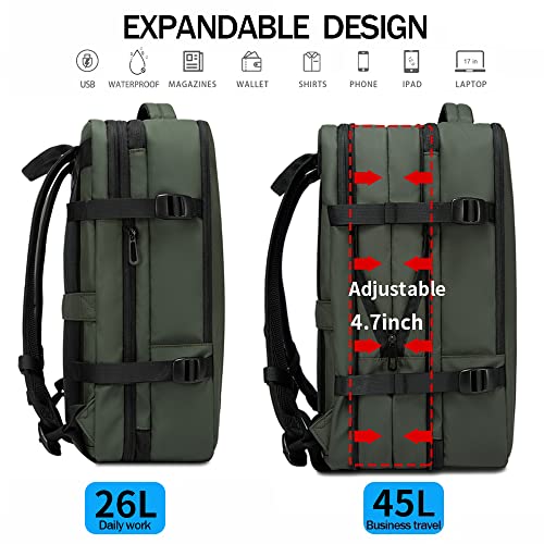 BANGE Carry-on Backpack, 45L Expandable Travel Backpacks,Weekend Backpack Briefcase,Waterproof Laptop Backpack Fits For 17.3” Laptop - Image 4