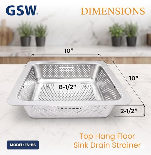 GSW Stainless Steel Floor Sink Drain Strainer 10W x 10L x 3H Perfect for Restaurant Bar Buffet 3 H SS - Image 3