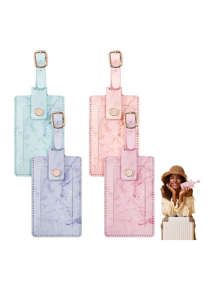 Y&D 4 Pcs Luggage Labels for Suitcases Personalized Travel Secure Tags Premium PU Suitcase Tag Privacy Protection - Image 1