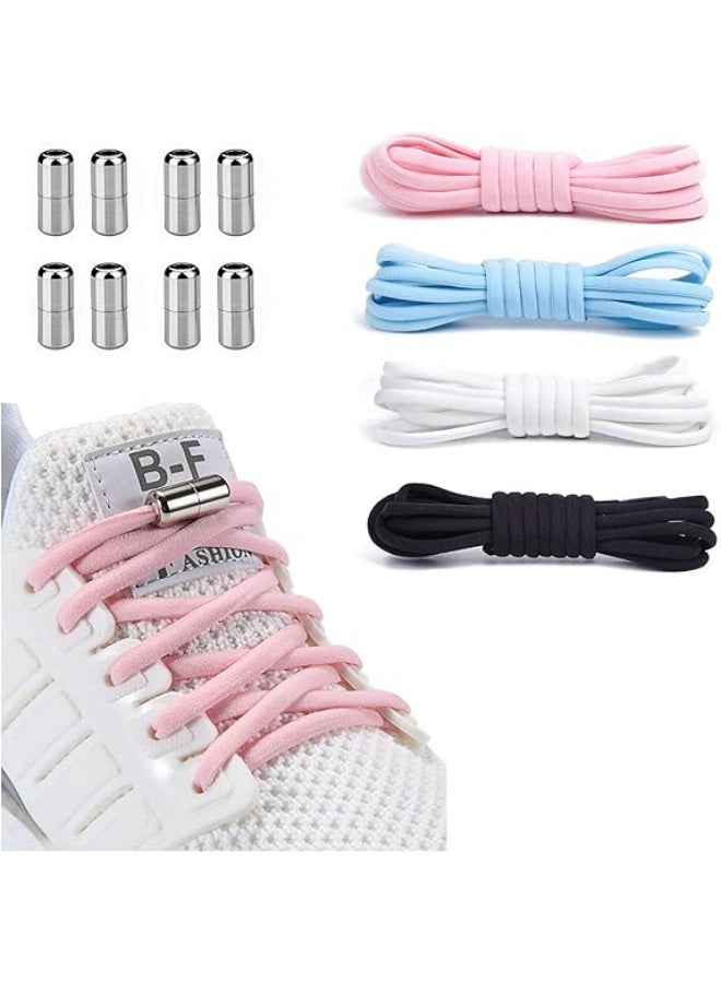 بينكو 4 أزواج أربطة أحذية بدون ربطة عنق أربطة أحذية مرنة مع موصل قفل أربطة الحذاء ، بدون أربطة ربطة عنق للكبار والأطفال-أحذية رياضية ترفيهية وتسلق الجبال وكرة السلة والمزيد - Image 1