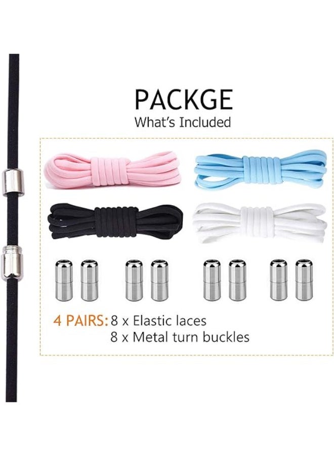 بينكو 4 أزواج أربطة أحذية بدون ربطة عنق أربطة أحذية مرنة مع موصل قفل أربطة الحذاء ، بدون أربطة ربطة عنق للكبار والأطفال-أحذية رياضية ترفيهية وتسلق الجبال وكرة السلة والمزيد - Image 2