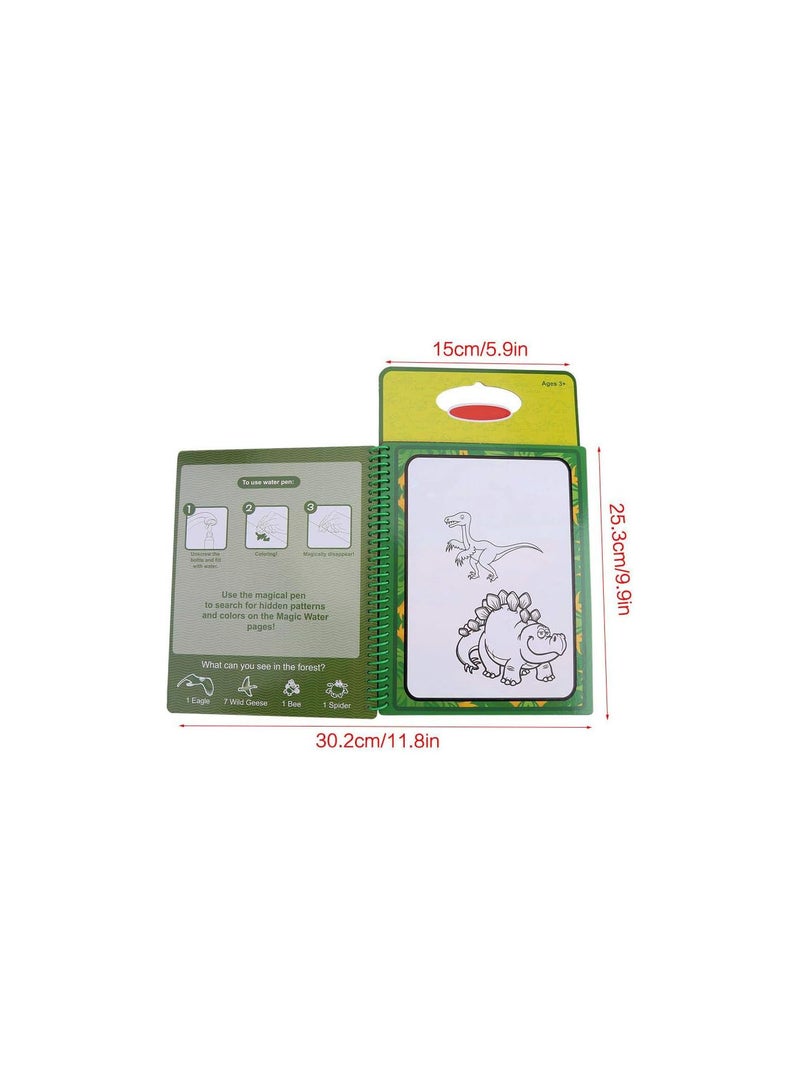 GGOOT Drawing Book with Pen, Kids Reusable Water Drawing Baby Toys Toddler Painting Board Writing Mats Bath Toy Sketch Learning Educational Gifts for Boy Girl(Dinosaur Pattern) - Image 2
