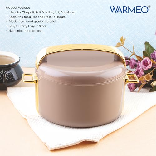WARMEO Majestic Inner Stainless Steel Casserole Set of 3 (800ml, 1200ml, 2100ml), Brown | PU Insulated | BPA Free | Food Grade | Easy to Carry | Easy to Store | Chapati | Roti | Curd Maker - Image 2