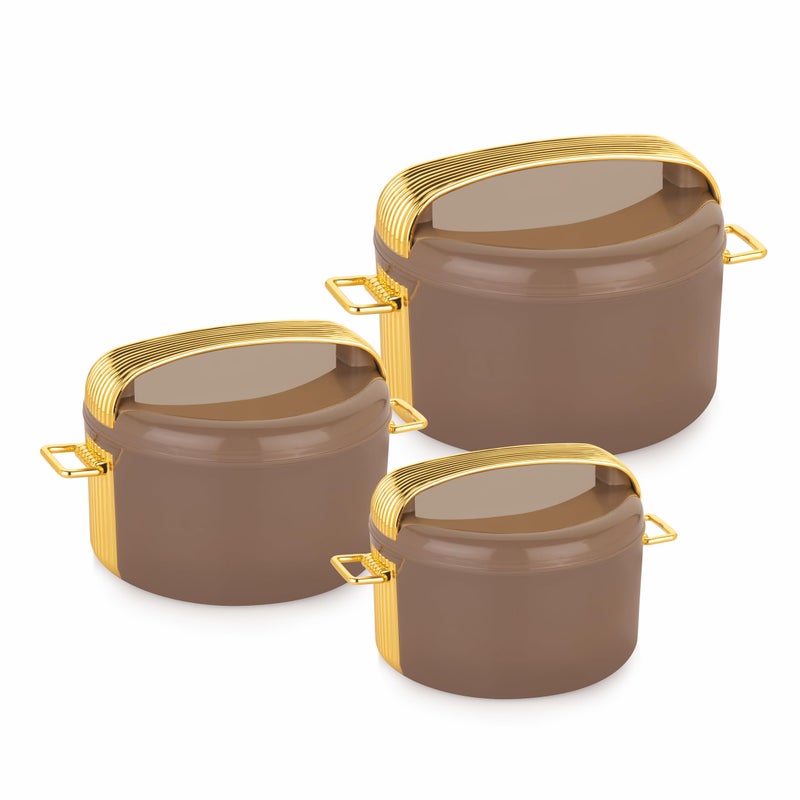 WARMEO Majestic Inner Stainless Steel Casserole Set of 3 (800ml, 1200ml, 2100ml), Brown | PU Insulated | BPA Free | Food Grade | Easy to Carry | Easy to Store | Chapati | Roti | Curd Maker - Image 5