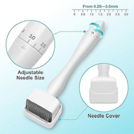 VONITY Titanium Adjustable Microneedling Derma Stamp For Facehairbeardscalp Treating Acne Scars Wrinkles Fine Lines Stretch Marks Antibent Corrosion Resistant Reusable - Image 3