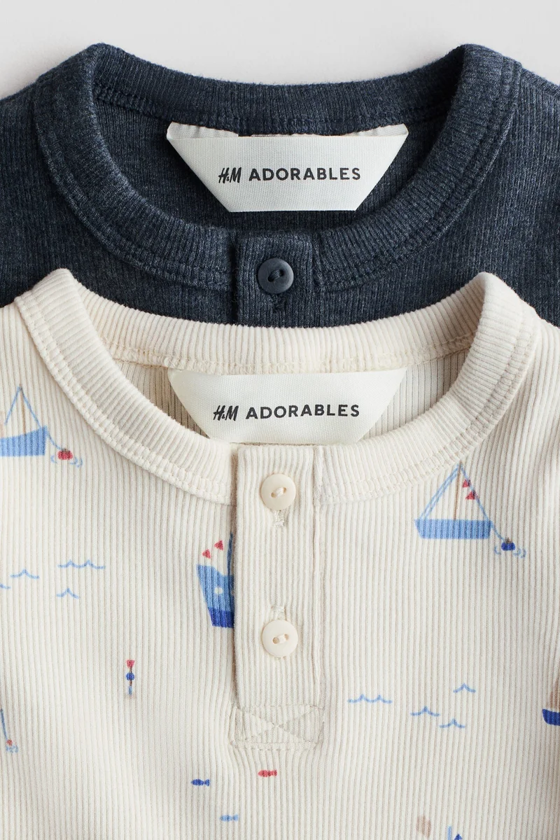 اتش اند ام بلوزة هينلي من القطن - عبوة من قطعتين