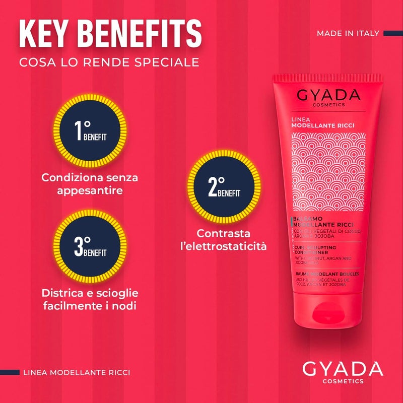 GYADA COSMETICS Modeling Conditioner for Curly and Wavy Hair 98% Natural Ingredients Nourishes Detangles and Defines Anti Frizz with Aloe Vera and Linseed Oils 200ml - Image 2