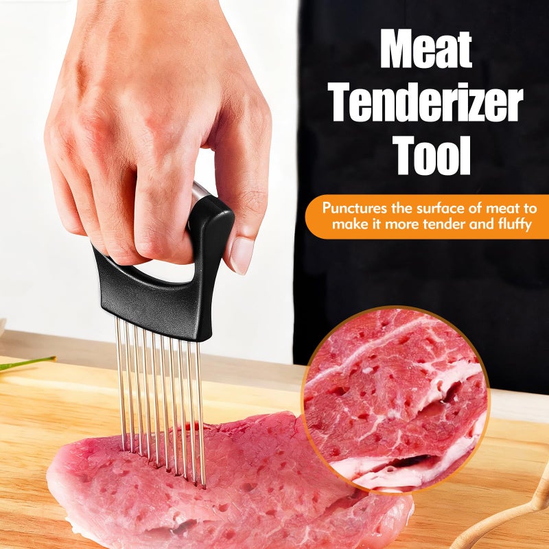 CNTVO Onion Holder for Slicing, Stainless Steel Onion Slicer, Onions Slicer Holder with Protective Cover, Multi-Use Vegetable Chopper for Onions Tomatoes Avocados Potato Eggs Kiwifruit Meat Lemon - Image 4
