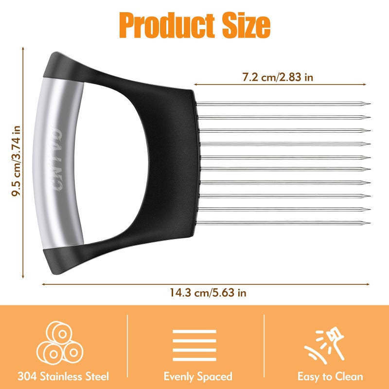 CNTVO Onion Holder for Slicing, Stainless Steel Onion Slicer, Onions Slicer Holder with Protective Cover, Multi-Use Vegetable Chopper for Onions Tomatoes Avocados Potato Eggs Kiwifruit Meat Lemon - Image 5