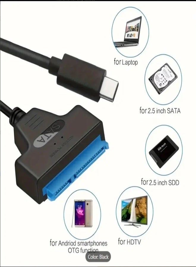 كابل محول محرك الأقراص الصلبة  وType-C 3.1 إلى SATA - محول HDD/SSD خارجي مزدوج الواجهة لمحركات أقراص SATA مقاس 2.5 بوصة/3.5 بوصة، محركات الأقراص الضوئية - توصيل وتشغيل، 5 جيجابايت في الثانية، مؤشر LED، دعم OTG، منفذ طاقة تيار مستمر - متوافق مع أنظمة Windows/macOS/Linux - Image 3