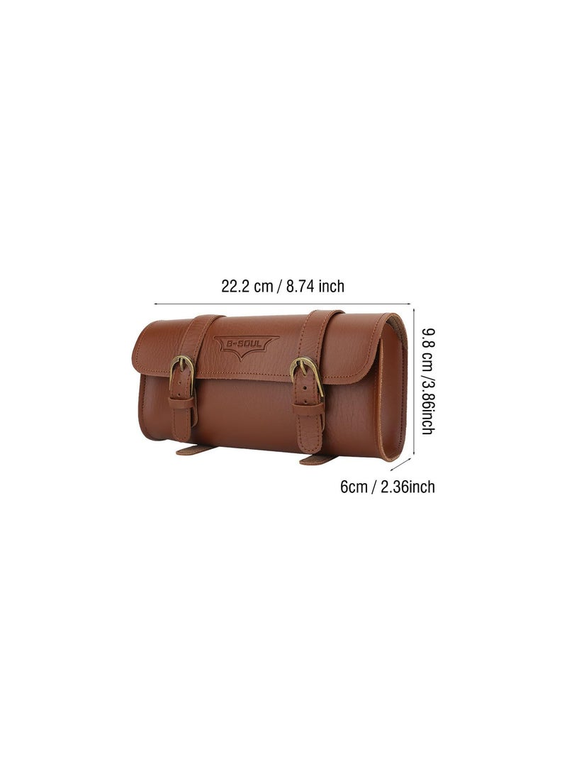 GGOOT Bicycle Handlebar Bag, Retro Style Artificial Leather Bicycle Waterproof Storage Bag Bike Front Frame Phone Holder Handlebar Bag Bike Pouch Cycling Accessory - Image 5