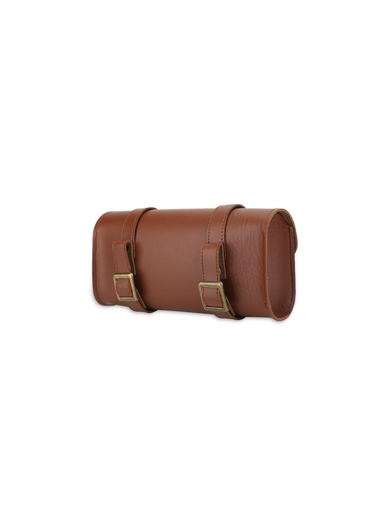 GGOOT Bicycle Handlebar Bag, Retro Style Artificial Leather Bicycle Waterproof Storage Bag Bike Front Frame Phone Holder Handlebar Bag Bike Pouch Cycling Accessory - Image 2
