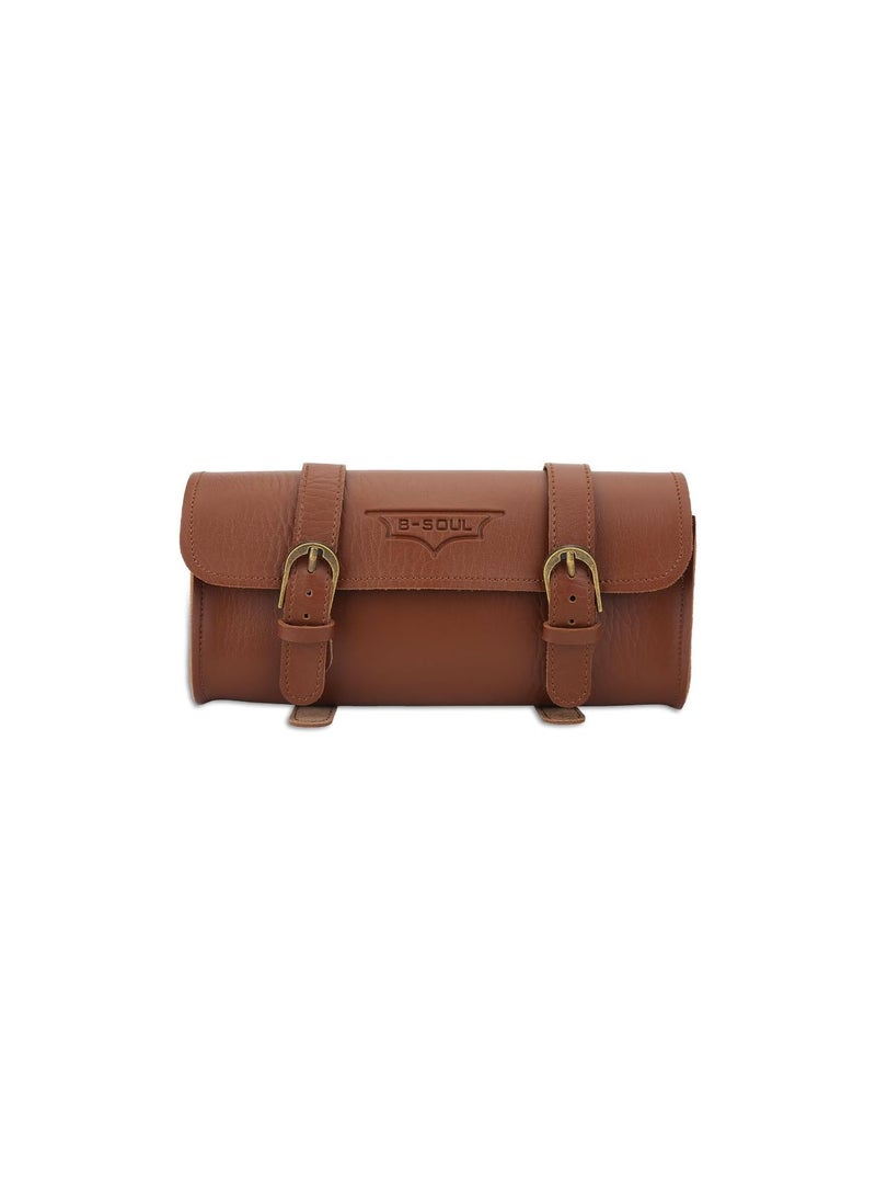 GGOOT Bicycle Handlebar Bag, Retro Style Artificial Leather Bicycle Waterproof Storage Bag Bike Front Frame Phone Holder Handlebar Bag Bike Pouch Cycling Accessory - Image 1