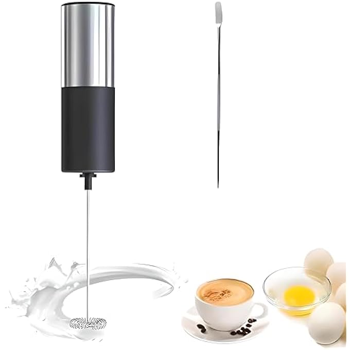 FITTO Milk Frother For Coffee Battery Powered Handheld Stainless Steel Electric Whisk Beater Mini Foamer For Frappe Cappuccino Hot Chocolate Lattes Egg - Image 1