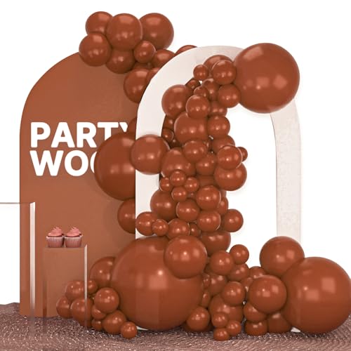 PartyWoo Dark Brown Balloons 100pcs Different Sizes of 36 18 12 10 5 Inch Boho Neutral Coffee Tan Balloon Arch Kit Garland for Birthday Boy Baby Shower Jungle Safari Fall Party Decorations BrownF08 - Image 1