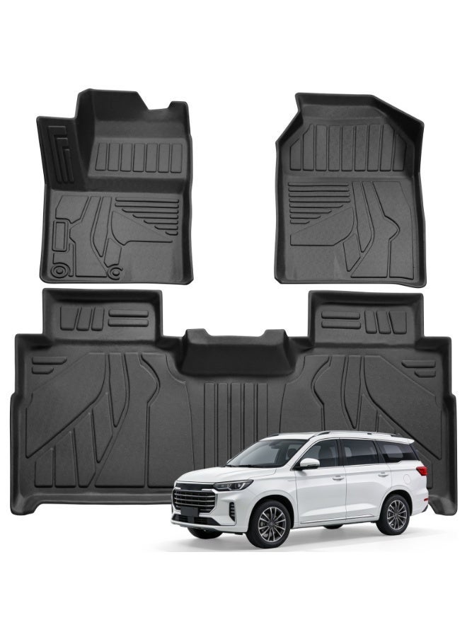 FETUSI 3PCS TPE Rubber floor mats for Jetour T2 2024-2025 2026 | All-Weather TPE Waterproof Non-Slip Car Floor Liners, Front & Rear Car Interior Accessories, Black - Image 1