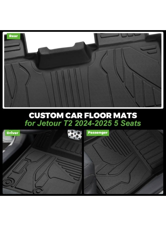 FETUSI 3PCS TPE Rubber floor mats for Jetour T2 2024-2025 2026 | All-Weather TPE Waterproof Non-Slip Car Floor Liners, Front & Rear Car Interior Accessories, Black - Image 3
