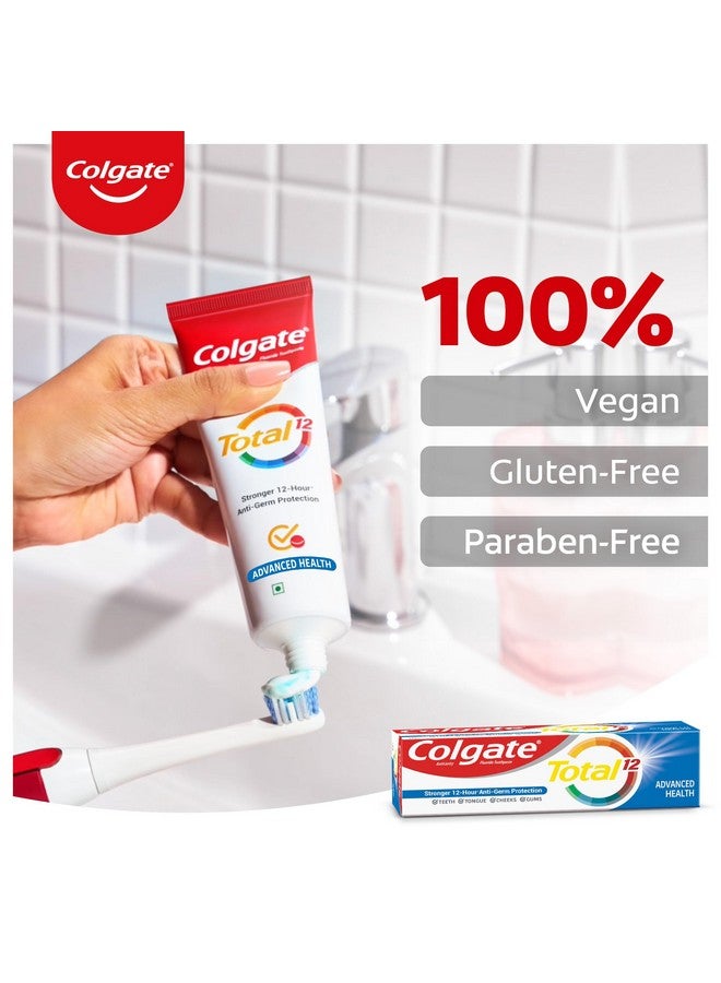 كولجيت إجمالي 240 جم × 2 قطعة (480 جم) عبوة توفير معجون أسنان صحي متقدم مضاد للبكتيريا (عبوة من 2) حماية أقوى ضد الجراثيم لمدة 12 ساعة لصحة الفم بالكامل رقم 1 في العالم معجون أسنان مقاوم للجراثيم - Image 5
