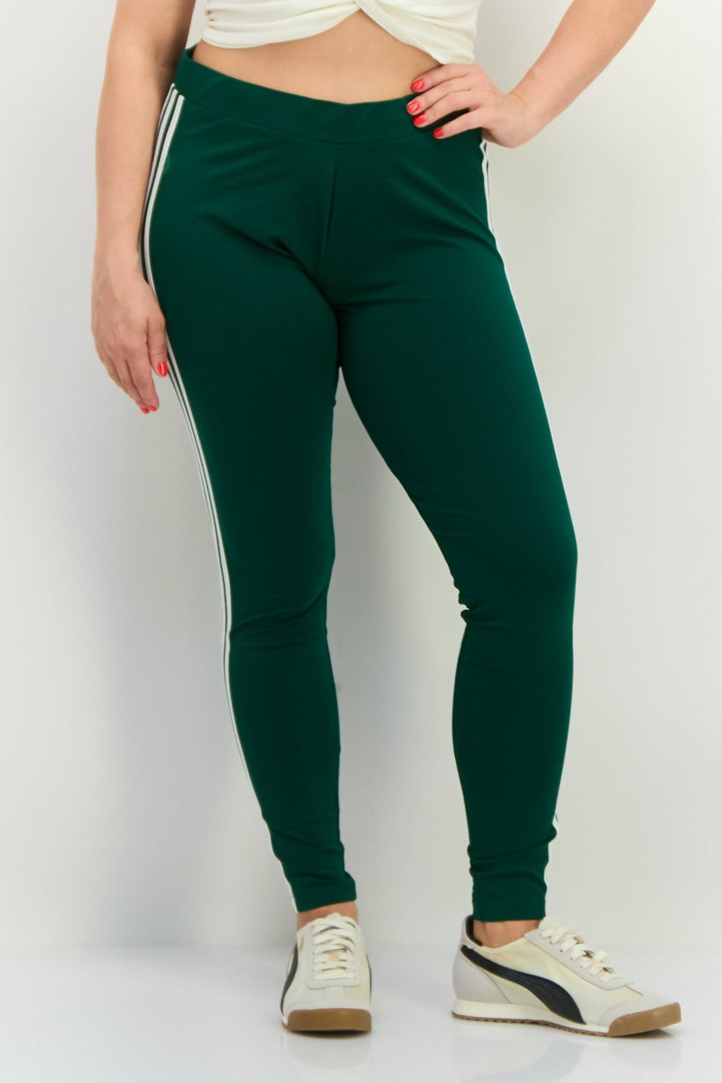 adidas Originals Women Tight Fit Classics 3 Stripes Outdoor Tights, Green  - Image 1