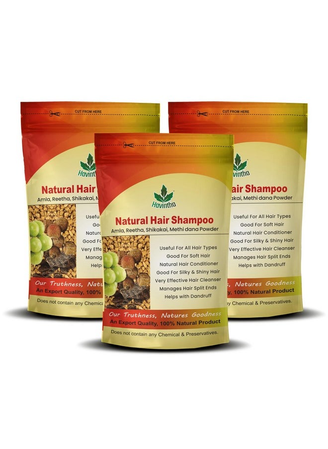 Havintha - Natural Hair Shampoo With Herbal Amla Reetha Shikakai And Methi Dana Powder For Men & Women Totally Organic Paraben And Sulphate Free Shampoo 227Gm (Pack Of 3) - Image 1