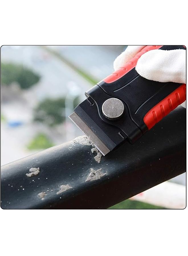 PROMASS promass Blade Scraper, promass Red Locking promass Scraper Set with 10 Stainless Steel Blades, Ideal for Glass, Paint Removal, and Debris Cleaning, Ergonomic Handle and Safety Cap  - Image 5