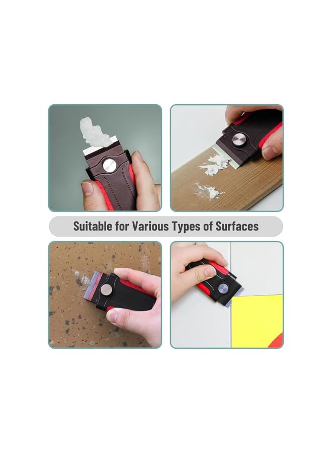 PROMASS promass Blade Scraper, promass Red Locking promass Scraper Set with 10 Stainless Steel Blades, Ideal for Glass, Paint Removal, and Debris Cleaning, Ergonomic Handle and Safety Cap  - Image 2
