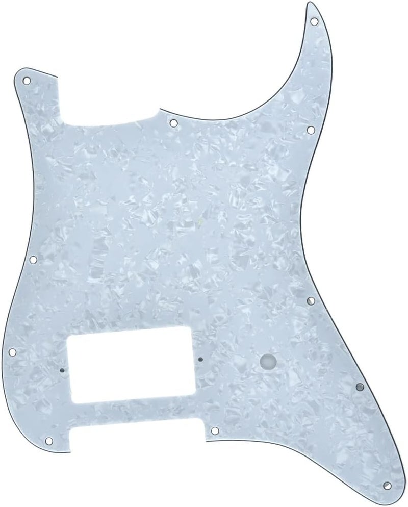KAISH 11 Hole ST/Strat Style One Humbucker Guitar Pickguard Scratch Plate for Delonge Stratocaster/Strat White Pearl - Image 1
