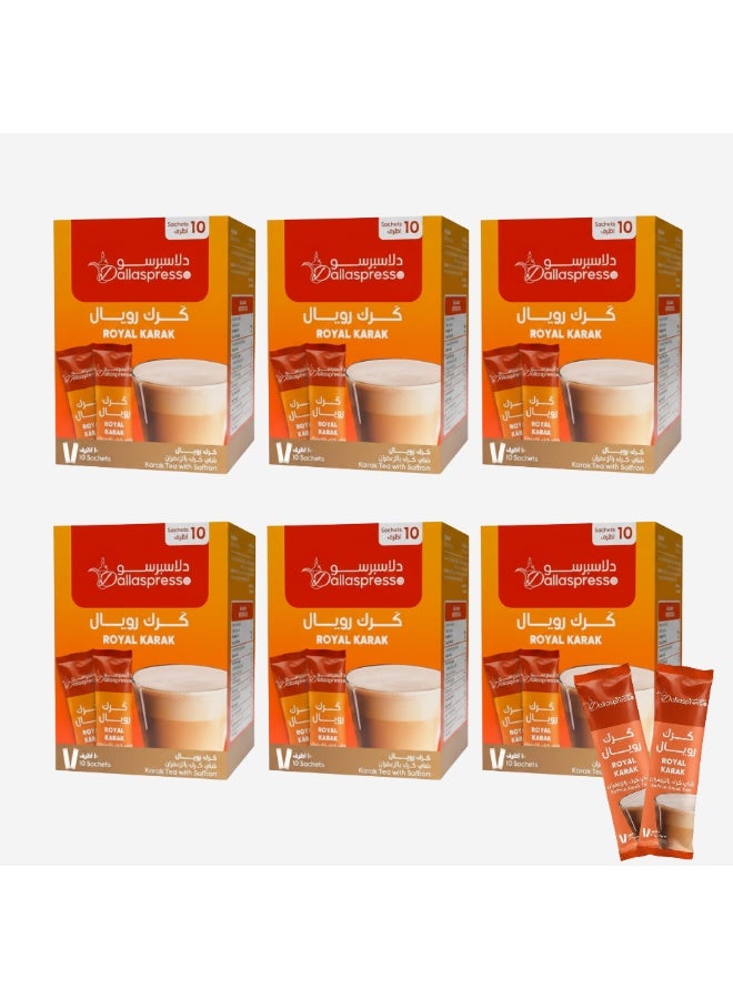 Dallaspresso Royal Karak Tea Sachets Pack of 6 – Cardamom & Saffron Flavoured Premium Karak Tea - Image 1