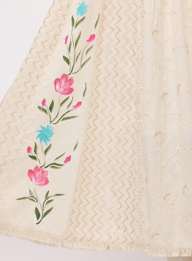 ISHIN WOMEN Off White Cotton Kurta Sets - 3pcs - Image 3