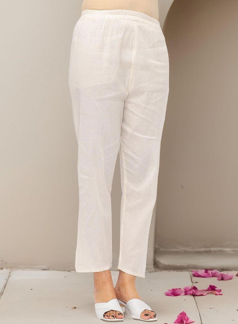 ISHIN WOMEN Off White Cotton Kurta Sets - 3pcs - Image 4