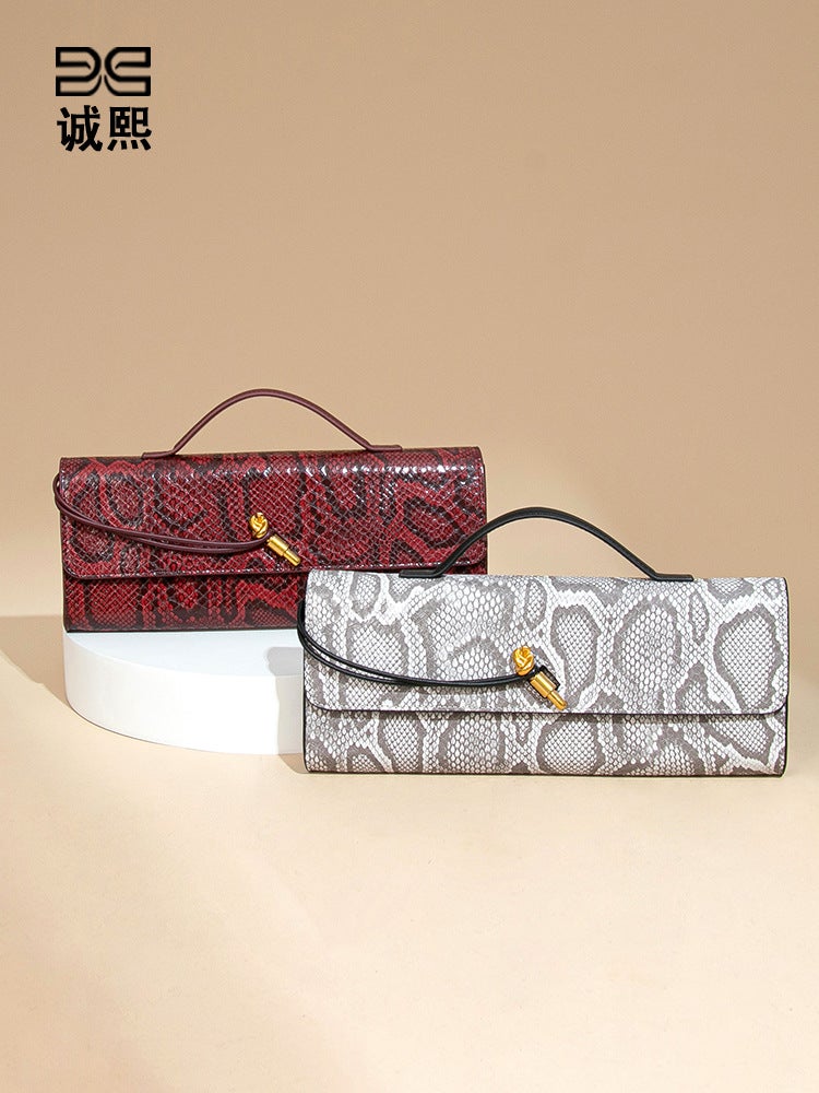 New Women'S Bag Snake Pattern High-End Feeling Handheld Evening Bag Lightweight Portable Shoulder Bag Fashionable Crossbody Baguette Bag - Image 3