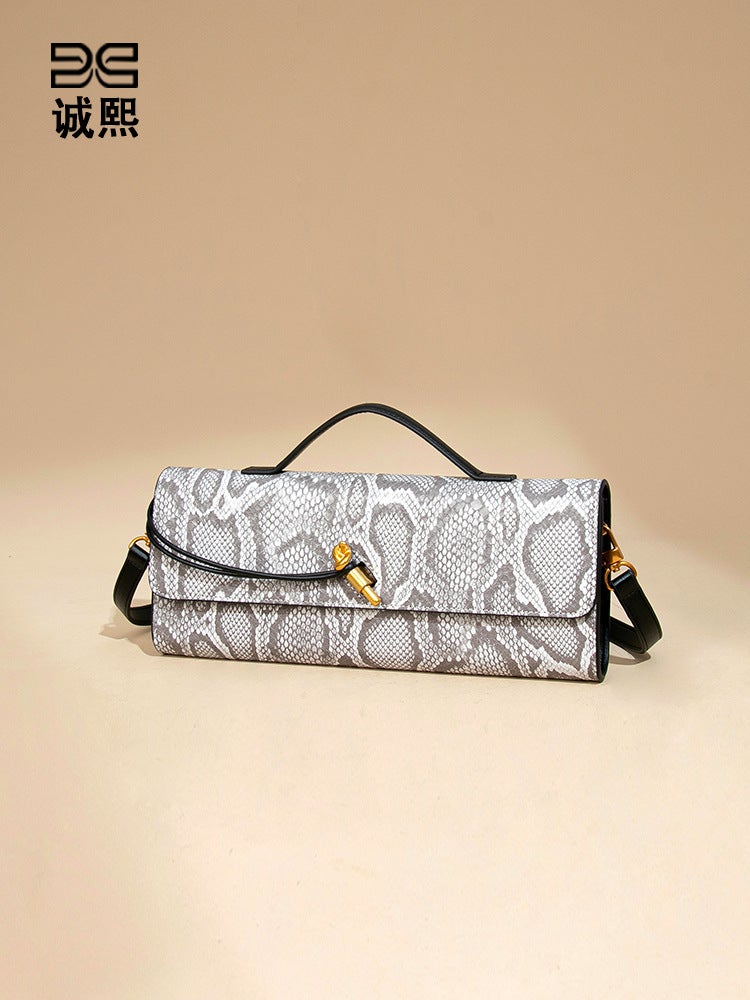 New Women'S Bag Snake Pattern High-End Feeling Handheld Evening Bag Lightweight Portable Shoulder Bag Fashionable Crossbody Baguette Bag - Image 5