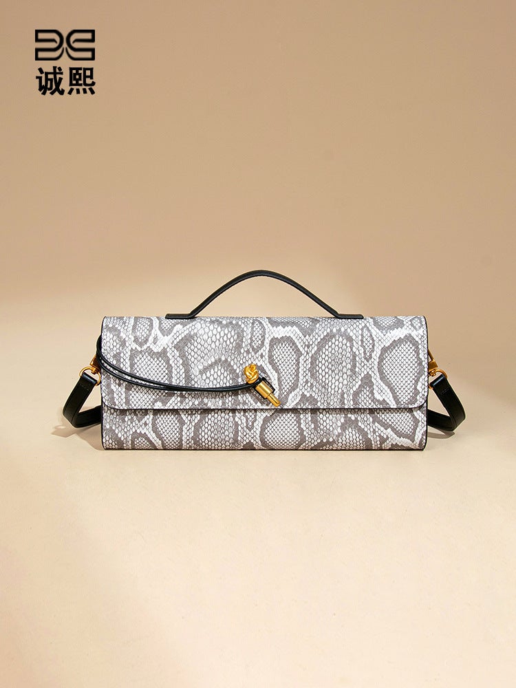 New Women'S Bag Snake Pattern High-End Feeling Handheld Evening Bag Lightweight Portable Shoulder Bag Fashionable Crossbody Baguette Bag - Image 2