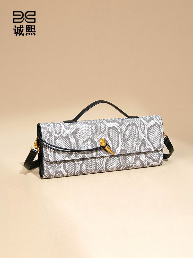 New Women'S Bag Snake Pattern High-End Feeling Handheld Evening Bag Lightweight Portable Shoulder Bag Fashionable Crossbody Baguette Bag - Image 4