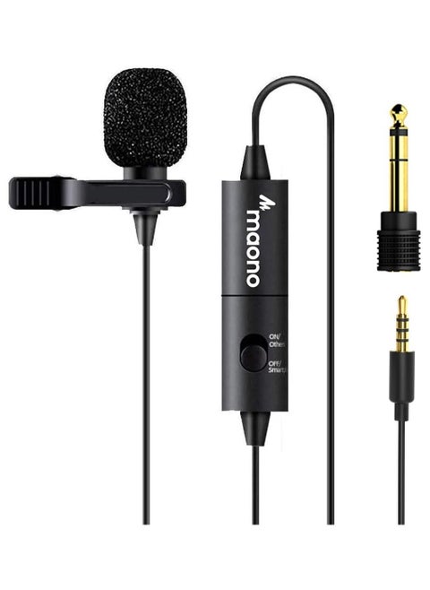 AU100 Lavalier Microphone, Clip on Lapel Mic with Omnidirectional Condenser for Podcasting, Recording, Vlogging, Compatible with iPhone, Android, Smartphone, DSLR, Camera, PC, Computer, Laptop