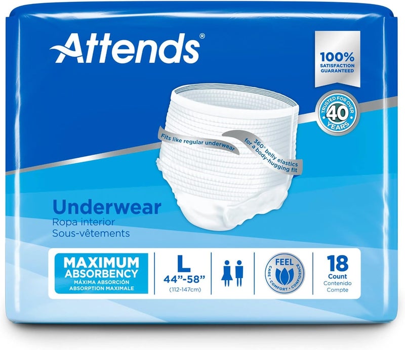 Attends Adult Absorbent Underwear Large 18 Count Maximum Absorbency for Men and Women Disposable PullOn Diapers with TearAway Sides and Breathable Waistband AP0730 - Image 3