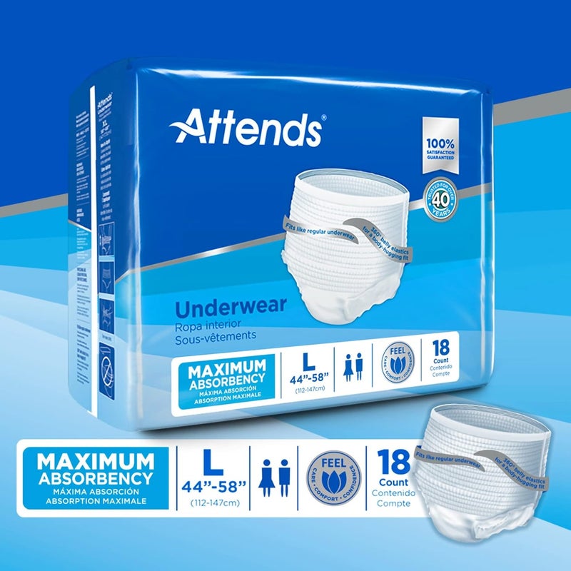 Attends Adult Absorbent Underwear Large 18 Count Maximum Absorbency for Men and Women Disposable PullOn Diapers with TearAway Sides and Breathable Waistband AP0730 - Image 5