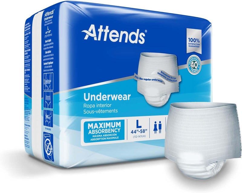 Attends Adult Absorbent Underwear Large 18 Count Maximum Absorbency for Men and Women Disposable PullOn Diapers with TearAway Sides and Breathable Waistband AP0730 - Image 1