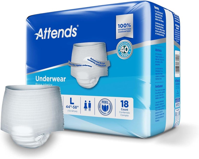 Attends Adult Absorbent Underwear Large 18 Count Maximum Absorbency for Men and Women Disposable PullOn Diapers with TearAway Sides and Breathable Waistband AP0730 - Image 2
