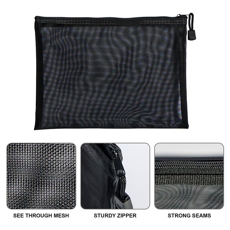 KyltoSynth Mesh Pouch, Zipper Small Nylon Travel, Mini Zipper Pouch, Mesh Makeup Bag for Daily, Purse Organizer Insert, to Keep Small Ltems, Home Organizing (1, Black, 3.93 x 7.87 inch) - Image 3