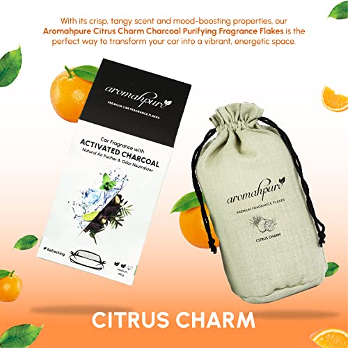 Aromahpure Premium Car Perfume Flakes with Activated Charcoal | Air Purifier with Fresh Fragrances | Citrus Charm - Orange & Lemongrass |100 gm | Car Air Freshener - Image 5