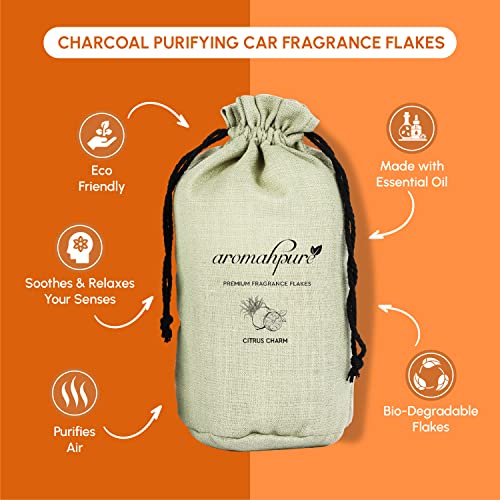 Aromahpure Premium Car Perfume Flakes with Activated Charcoal | Air Purifier with Fresh Fragrances | Citrus Charm - Orange & Lemongrass |100 gm | Car Air Freshener - Image 4