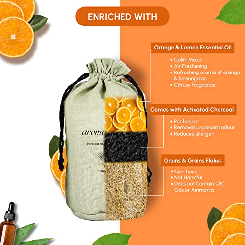 Aromahpure Premium Car Perfume Flakes with Activated Charcoal | Air Purifier with Fresh Fragrances | Citrus Charm - Orange & Lemongrass |100 gm | Car Air Freshener - Image 2