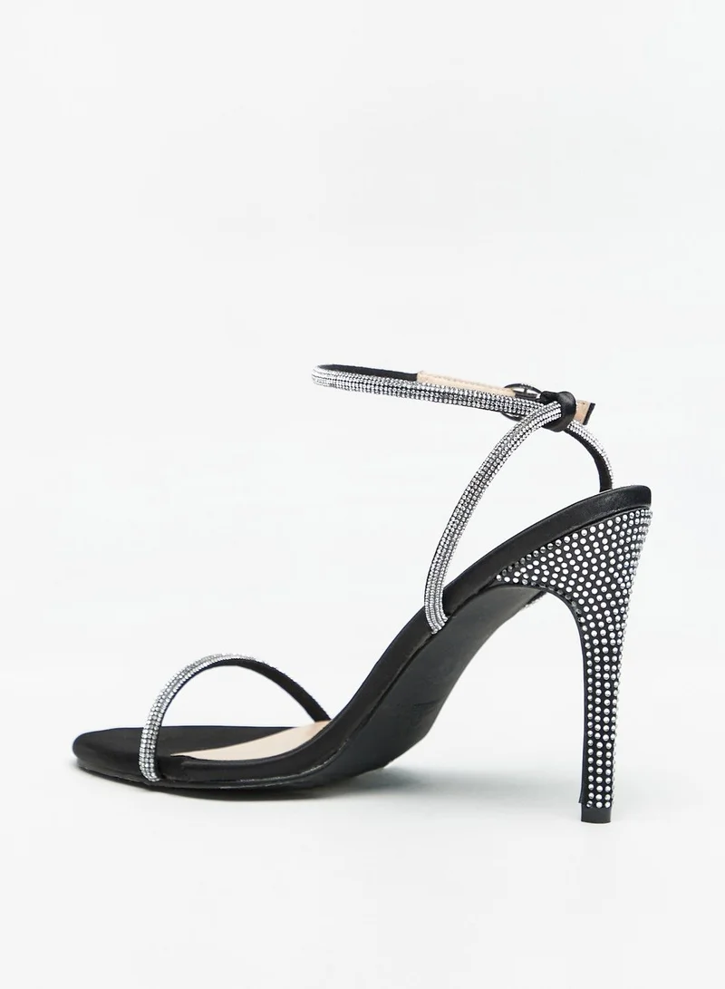 Flora Bella Embellished Ankle Strap Sandals with Stiletto Heels and Buckle Closure