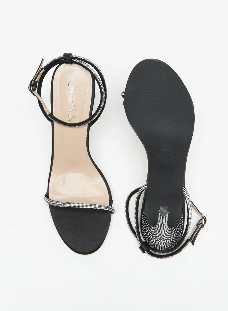 Flora Bella Embellished Ankle Strap Sandals with Stiletto Heels and Buckle Closure