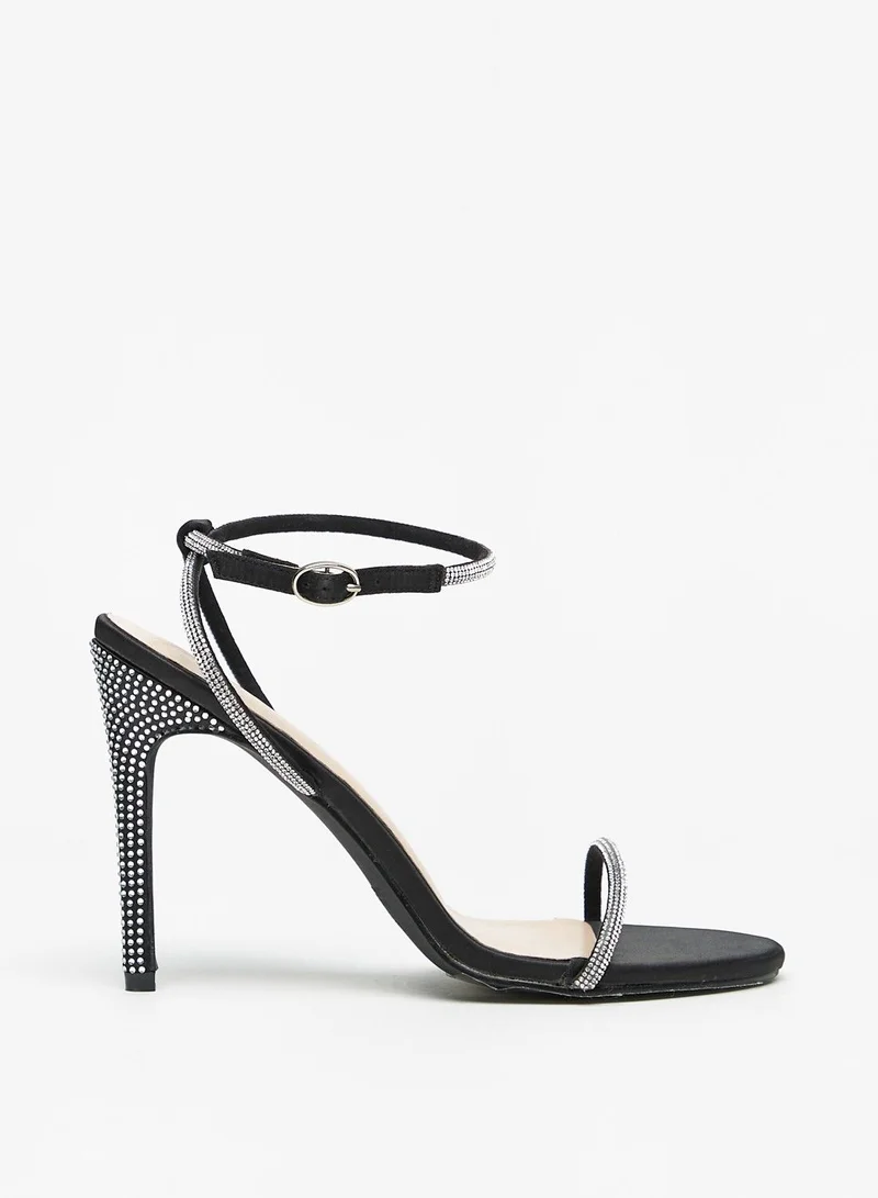 Flora Bella Embellished Ankle Strap Sandals with Stiletto Heels and Buckle Closure